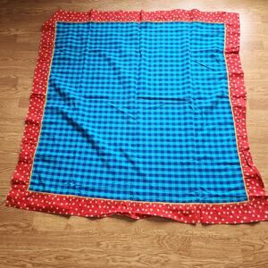 Department 56 Tablecloth Maison Plaid Checkered Blue Red Yellow Floral 48"x50"